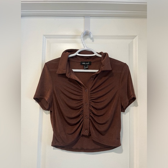 Brown button up tshirt - Picture 1 of 2